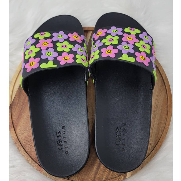 ASOS DESIGN Flower Power Slides In Black Women 11 - Picture 5 of 7